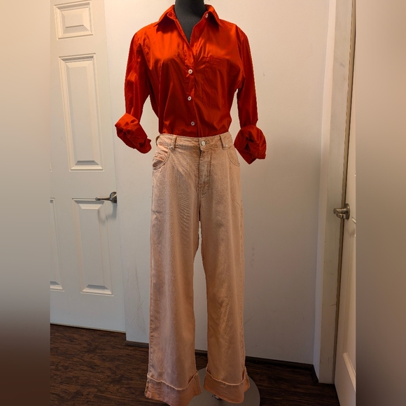 Pilcro Anthropologie Cuffed Oversized High-Rise Wide-Leg Jeans - Size 31P - Picture 3 of 17